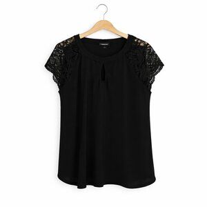 TORRID | Black Lace Detail Keyhole Blouse – Women’s 2X